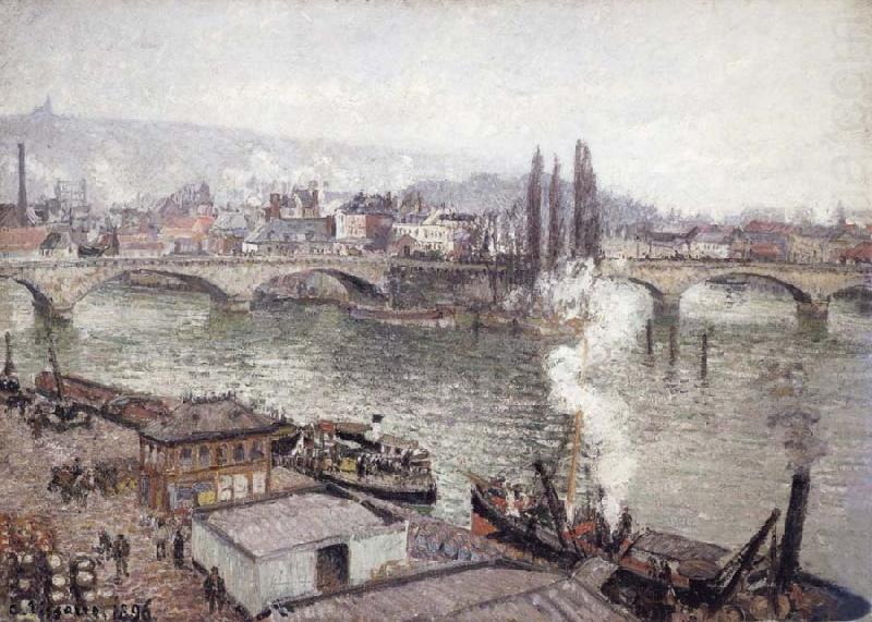 Camille Pissarro The Stone Bridge in Rouen,dull weather china oil painting image